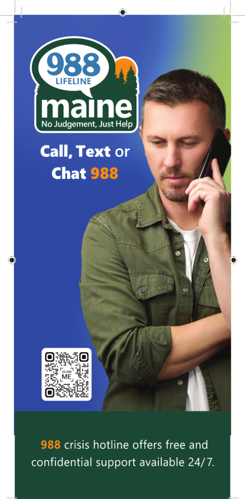 A rack card featuring a man gazing downward while holding a smartphone to his ear.